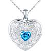CONILOK Cuore Foto Collana Donna Argento 925 con Cristallo: Trifoglio Ciondolo Personalizzato con Foto-Portafoto Medaglione Amuleto Collane per Ragazze-Gioielli Amore Regali per Mamma Amici Moglie Blu
