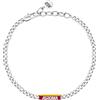 Clondo Bracciale Uomo Donna As Roma in Acciaio - Collezione Ufficiale Calcio - Accessorio Elegante e Sportivo con Logo - Idea Regalo per Tifosi - Vari Modelli Disponibili (Slim Plate Roma Chain)