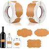 LOBVABA 600 etichette adesive, 2 rotoli di carta kraft autoadesive, etichette per marmellate, grazie, rotonde, autoadesive, per matrimoni, bottiglie, confezioni regalo