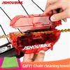 JSHOU BIKE Detergente per catena rossa per bicicletta Strumento per la pulizia della catena della bici Strumento per lavatrice per ciclismo Kit di lavaggio per mountain bike Accessori per biciclette