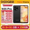 DOOGEE Smartphone DOOGEE N55 Pro Android 14, 16 GB (6+10) RAM 256 GB ROM 5150 mAh 6,56'' HD+ 90 Hz 13 MP Sblocco facciale Jack per auricolari da 3,5 mm