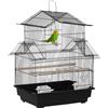 PawHut Casetta per uccelli Pawut con design a gabbia, 3 porte, vassoio rimovibile per escrementi + maniglia per il trasporto, 50,5x41x63 cm, nero