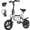 AVDLEU Bicicletta Elettrica AVDLEU con Ruote da 14 Pollici (piccole), Batteria da 36V 6.4Ah, Display LCD Digitale, Motore E-Bike da 250W e Fino a 25 km/h