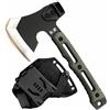 HX OUTDOORS Ascia Multifunzionale, Piccola Tattica da Sopravvivenza per Campeggio, Piccolo Ascia da Bushcraft con Martello e Fodero in Kydex (Verde Militare)