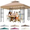 Bsteciar Telo Gazebo 3x3 m, 2 Livelli Tetto di Ricambio per Copertura con Airvent e 12 Fori di Drenaggio, Impermeabile e Anti-UV 300D Copertura Gazebo Rimovibileer Giardino, Terrazza, Campeggio e Spiaggia