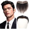 RUNRAYAY Parrucca per attaccatura dei capelli frontale da uomo, toupet con capelli umani a forma di M, toupet per capelli frontali in PU skin per attaccatura dei capelli naturale, nero 3 x 16 cm