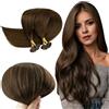 RUNATURE Extension Capelli Veri Cheratina Marrone 60 cm Lunghi Extension Cheratina 1g 50 Ciocche 50g #4