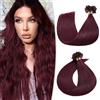 TESS Borgogna Extension Capelli Veri Cheratina 45cm, Extension Capelli Veri 99J#Vino Rosso 100% Capelli Remy 50pcs Extension Cheratina Capelli Veri 50g