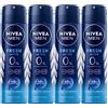 NIVEA Men Fresh Active Deodorante Uomo Spray con Estratti Oceanici Antitraspirante per 48 ore di Fresca Profumazione - 4 Flaconi da 150ml