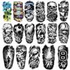 Metuu 77 fogli di tatuaggi temporanei per adulti e bambini, impermeabili, tatuaggi finti, 17 grandi e 60 piccoli adesivi per tatuaggi neri (sport)
