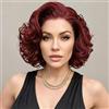 LDJOY Parrucca Bob con 13x4, 10 Pollici Capelli Sintetici Body Wave 99J# Termoresistente, Parrucca a Fascia Pizzo con Onde Naturali per Uso Quotidiano, Feste e Cosplay