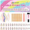 EBANKU 32 pezzi di unghie finte per bambini, EBANKU 1 confezione Kit unghie finte per bambini con motivi floreali, tutte le taglie, kit unghie per, unghie finte a mandorla, idea regalo