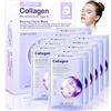 halercay Collagen Real Deep Mask,Maschera Viso Notturna in Hydrogel,Maschera Collagene Viso,Idratazione Intensa, Pelle Compatta,Luminosità Istantanea per Ogni Pelle-12 Pezzi