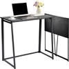 Homybec ASCOLI BK - Scrivania pieghevole per computer portatile, scrivania per studio e scrittura, tavolo stretto, postazione di lavoro per computer con struttura in metallo, colore nero