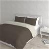 Italian Bed Linen Set Copripiumino 100% Cotone Natural Color, Made in Italy - Parure Copri Piumino - Sacco Piumone 250x200 cm con Doppia Patella e Federe Cuscino, Matrimoniale, Marrone/Panna