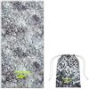 Reebok Telo Mare Microfibra Antisabbia | Asciugamano Microfibra Leggero Compatto | Telo Mare Grande 90x180 Con Sacca | Asciugamano Palestra Viaggio Piscina Gym Towel Nero Grigio Stampa