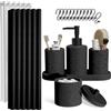 Clara Clark Set da bagno - Set di accessori da bagno nero, set di accessori da bagno 19 pezzi, set da bagno con tenda da doccia, dispenser di sapone e portaspazzolino