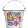 FIESTAS GUIRCA | Secchio di Metallo Aloha Riutilizzabile (19x23 cm) - Decorazione per Tavola per Feste Estive e di Laurea - Ideale per Tematiche Hawaiane e Celebrazioni - Bianco