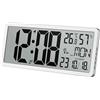 techno line tchnoline WS8135 - Orologio da parete digitale moderno con display grande, cornice sottile, temperatura, umidità, giorno della settimana, data, colore: argento, dimensioni: 36,9 x 22,9 x 2,4 cm