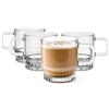 Glasmark KROSNO 1992 Set di 4 Bicchieri da Caffè 240 ml Trasparenti con Manico - Tazze in Vetro per Tè Bevande Calde e Dessert - Design Elegante - Resistenti in Lavastoviglie - Stella