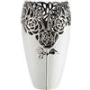 GILDE Vaso rosa - ceramica - altezza 32 cm x diametro 18 cm - bianco smaltato con motivo rose - vaso decorativo