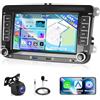 Motorsi DAB 6GB+128GB Motorsi Carplay Autoradio per VW Golf 5 Tiguan Touran Passat Polo Skoda Caddy Seat con Wireless Android Auto, GPS Navigation, WiFi, FM/RDS, EQ, SWC, Bluetooth, Schermo Diviso, Canbus
