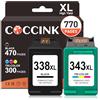 COCCINK Nero e colore Cartuccia d'inchiostro Sostituzione Compatibile con PSC PhotoSmart C3170 7850 2610 2575 Officejet 6210 2355 2350 1610 2305 Deskjet 6540 per HP 338 XL 343 XL 338XL 343XL