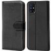Verco custodia per Samsung Galaxy M51, Case per Samsung M51 Cover PU Pelle Portafoglio Protettiva, Nero