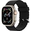 Oielai Cinturino Ocean compatibile con Apple Watch Ultra 49mm 45mm 44mm 42mm, Fascia sportiva in morbido silicone con fibbia per iWatch Ultra 2 Ultra Series 9 8 7 6 5 4 3 2 1, Nero
