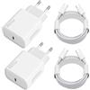Yeecka 25W Caricatore USB C,2Pezzi Presa USB C con 2X2M Cavo,Alimentatore USBC per Samsung Galaxy iPhone 17 16 15 Plus Pro Max iPad Huawei Xiaomi Oppo,Spina Caricabatterie Ricarica Rapido Charger
