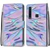 Mo-Somnus Cover per Samsung Galaxy A9 2018 / A9s, Custodia in PU Pelle Magnetica Libro Flip Caso Antiurto Portafoglio [Supporto Stand] con Porta Carte e Cinturino da Polso Wallet Case (Fluorescente)