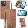 Fertuo Cover per Motorola Moto G86, Custodia a Libro in Pelle PU Flip Case con Porta Carte, Chiusura Magnetica e Cinturino [Disegni di Fiori] Portafoglio Interno Silicone Antiurto, Marrone