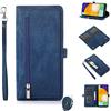 Jeelar ESONG Cover per Samsung Galaxy A21s,Custodia Portafoglio a Libro in Pelle Flip Cover con Porta Carte/Chiusura Magnetica/Funzione Supporto/Cordino,blu