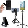 nplaseta Treppiede Magnetico 4 in 1 Mini Supporto Portatile Tascabile per Telefono con Rotazione 360° Maniglia Pieghevole Treppiedi per Cellulare Magnetico per Vlog Foto Video iPhone/Android