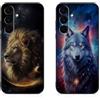 DiaryTown 2 Pezzi Cover per Samsung Galaxy S25 FE 5G Custodia Nero Silicone Morbida Gomma Ultra Back Case con Disegno Motivi Antiurto Protettivo Cover per Galaxy S25 FE 5G - Leone Spaziale & Lupo