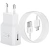 Generico Caricabatterie Rapido con Cavo Type-C, compatibile con Samsung, Caricatore da parete per Galaxy S10, S10+, S10e, S9, S9+ (EPTA200 + DR140 B W) (caricatore + cavo USB-C), bianco (1 Pezzo)