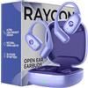 Raycon Essential Open Earbuds - True Wireless Open Ear Bluetooth 6.0 Cuffie, Ultra-Leggero, Comfort Hook Design, IPX5 Resistente all'acqua, 36 ore di durata della batteria (viola)