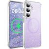SIYOPINPFY Cover Brillante per Samsung Galaxy S23+ Plus Compatibile con MagSafe, Trasparente Carino Glitter Bling Scintillante per Donne e Ragazze, Custodia Magnetica Antiurto Lucida (Lucida Viola)