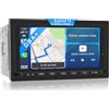 QIIKEN 4G+64G 8 Core (2CA75+ 6CA55) Autoradio Android 14 con schermo, autoradio doppio Din da 7 pollici, autoradio DAB Plus per la maggior parte dei modelli, CarPlay wireless e Android Auto, navigazio
