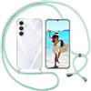 ISOI Cover con Cordino per Samsung Galaxy A16 4G/5G, Custodia Trasparente con Collana Tracolla Laccio Collo Ultra Sottile Morbido TPU Silicone Antiurto AntiGraffio Antiscivolo Case, Verde