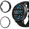 Vanrain Cover per Amazfit Active Max, 2 Pezzi Custodia Protezione Totale Ultra Sottile Cover Rigida per PC Schermo con Pellicola Vetro, Transparent+Nero