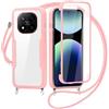 FERLAN Cover per Redmi Note 14 Pro 4G con Cordino, 360 Gradi Antiurto Custodia con Protezione Schermo Integrata Trasparente Rugged TPU Bumper Doppia Protettiva Cover per Redmi Note 14 Pro 4G-Rosa