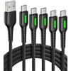 INIU Cavo USB C Type-C, [5 Pezzi 1 + 1 + 1,8 + 1,8 + 3 m] 3,1A QC Cavo USB Type C in Nylon di Ricarica Rapida, Caricabatteria Tipo C di Sincronizzazione Dati Compatibile con iPhone 15 Samsung S21 ECC.