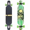 FunTomia - Skateboard di tipo longboard, completo con cuscinetti a sfera Mach1 High Speed, chiave a T, con e senza ruote a LED, 2759 - 0321, Flex 1, da 25 a 122 kg, legno d'acero, colore verde teschio