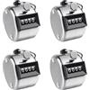 DYMHQ 4 Pezzi Contatore Contapersone Manuale in Metallo, Argento Mano Contatore Meccanico a 4 Cifre Senza a Batteria, Durevole Counter Portatile Conta Persone con Anello per Golf Sport