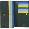 DUDU Portafoglio Donna Pelle RFID Design Colorato Lungo con Portamonete Zip 18 Porta Carte e Chiusura a Bottone Mangrove