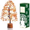 Crocon Carnelian Gemstone Money Tree Feng Shui Bonsai for Reiki Healing Chakra Stone Balancing Energy Generator Spiritual Meditation Home Interior Office Decor Size 10-12 Inch