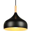 iDEGU Lampadario a Sospensione Retrò 24cm Lampada a Soffitto in Legna Metallo Moderna LED Lampada a Sospensione Stile Scandinavo Plafoniera per Soggiorno Sala da Pranzo Camera da Letto (Nero)