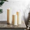 Lights4fun Set di 3 Grandi Candele TruGlow® LED Bianco Caldo in Plastica Avorio a Pile per Uso in Esterni