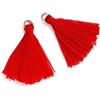 Duories 50 mini ciondoli a nappa, 3 cm, in cotone, con frange, nappa per orecchini, borse, segnalibri, accessori fai da te, colore rosso
